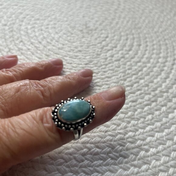 Gorgeous LARIMAR Handmade Sterling 925 Ring Size 9 Adjustable #873D - Picture 3 of 3